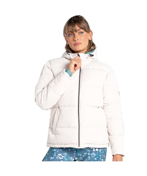 Recycled waterproof & breathable fabric - Ared 8,000. Water repellent finish. Recycled polyester high warmth padding. On-trend padded silhouette. Functional fashion. Detachable hood with adjusters. Metal effect centre front zip with inner zip and chin guard. 2 x lower pockets with metal effect zips. Warm inner sleeve cuffs. This product recycled 16 plastic bottles (500ml size).