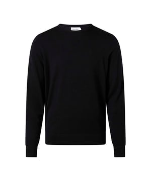 Mens Calvin Klein Merino Wool Jumper in black.- Crew neckline.- Rib-knit cuffs and hem.- Thermo-regulating.- Mulesing free.- Calvin Klein tonal monogram logo on the chest.- Regular fit.- Ref: K10K109474BEH