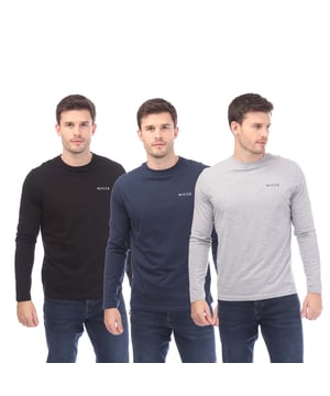Mens NICCE Julian LS 3 Pack T- Shirts in black grey.- Crew neckline.- Short sleeves.- Logo print to front.- Straight hem.- 100% Cotton.  - Ref: NCJULIAN