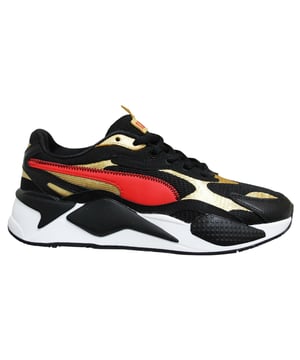 Puma RS-X3 CNY Zwart Rood Goud Laag Lace Up Heren Hardlooptrainers 373178 02
