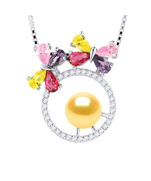 Ketting - Zoetwaterparel Ronde 8-9 mm - Entourage oxides mutlicolores - Box Chain Rhodium 925 duizendste - Lengte: 42 cm - Wordt geleverd in een koffer met een certificaat van echtheid en een internationale garantie - Al onze juwelen zijn gemaakt in Frankrijk.