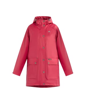Het poncho-achtige oversized regenjack van Schmuddelwedda is met zijn comfortabele pasvorm helemaal trendy. Het gecoate materiaal met gesealde naden is niet alleen waterdicht, maar ook winddicht en biedt uitstekende bescherming tegen alle weersomstandigheden. De binnenvoering is gemaakt van een zachte jersey melange, waardoor het dragen nog comfortabeler is. Een grote capuchon met trekkoord en stijlvol koord, verstelbare manchetten en de optimale lengte zorgen voor langdurige bescherming.  Mackintosh