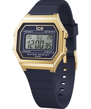Diese Ice Watch Ice Digit Retro - Twilight Digitaluhr für Damen ist das perfekte Zeitmessgerät, um es zu tragen oder zu verschenken. Das goldene quadratische Gehäuse kombiniert mit dem komfortablen blauen Silikonarmband sorgt dafür, dass Sie dieses atemberaubende Zeitmessgerät ohne Kompromisse genießen können. Angetrieben von einem hochwertigen Quarzwerk und wasserdicht bis 3 Bar, wird Ihre Uhr weiterhin ticken. Zeigen Sie einen einzigartigen Stil und tauchen Sie mit der ICE Digit Retro - Twilight Blue in das digitale Zeitalter ein! Diese Digitaluhr verfügt über eine Kalenderfunktion: Tag-Datum, Stoppuhr, Dualzeit, Alarm und Licht. Hochwertiges 19 cm langes und 17 mm breites blaues Silikonarmband mit einer Schnalle. Gehäusemaße: 34 X 34 mm, Gehäusehöhe: 8 mm, Gehäusefarbe: Gold und Ziffernblattfarbe: Blau.
