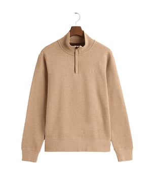 Cut from 100% cotton with a soft hand-feel  it is designed for a regular fit with a half-zip collar. Details include imitation suede detailing  a silver metal zip and a tonal GANT logo embroidered at the chest.