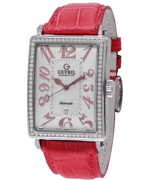 Gevril Reloj Glamour de piel de becerro con esfera blanca para mujer