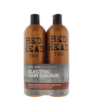 Tigi Bed Head Colour Goddess Electric Hair Colour Duo Pack Shampoo & Conditioner enhances your hair with vibrancy and shine. The oil infused formula deliver strength, hydration and radiance to dry coloured hair