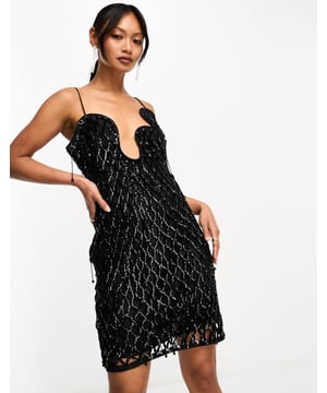 Dresses by ASOS DESIGN Coming soon to your IG feed Plunge neck Fixed straps Beaded fringe detail Regular fitSold By: Asos