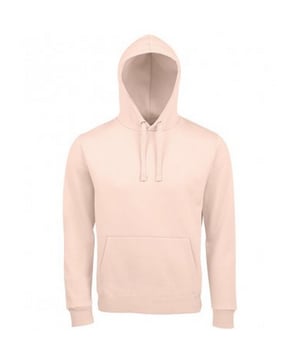 Material: 80% ringgesponnene Baumwolle und 20% Polyester. Gebürstetes Rückenfleece. Überschnittene Schulter. Gefütterte Kapuze mit einfarbigem Kordelzug. Verschweißter Hals. Schließfach-Aufnäher. 2x2 gerippte Bündchen und Saum. Beuteltasche vorne. Größenetikett ohne Markenzeichen am Halsausschnitt. Brustumfang (in): XS(35/36), S(36/38), M(38/40), L(41/42), XL(43/44), XXL(45/47), 3XL(47/49), 4XL(50/52), 5XL(53/55).