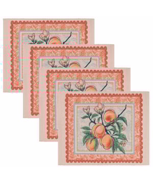 Elevate your dining experience with Anemone Peaches Indoor/Outdoor Placemats, where fruity illustrations dance beside a Jacobean-inspired floral pattern, creating a perfect blend of modernity and tradition. Crafted for both indoor and outdoor use, these placemats are not only weatherproof and UV-resistant but also machine washable, ensuring they remain fresh and vibrant season after season. Their lightweight, foldable design allows for effortless transport, making them ideal for any occasion. Impress your guests with a unique yet refined setting that showcases your personality and eye for value, all while enjoying the convenience of contemporary design infused with historical charm. Size: 46 cm x 36 cm