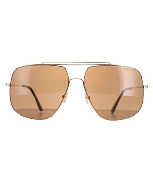 Tom Ford Aviator Mens Shiny Rose Gold Roviex FT0927 Liam Sonnenbrille FT0927 Liam ist eine übergroße, quadratische Pilotenbrille aus leichtem Metall mit einem markanten doppelten Brauensteg und dünnen Metallbügeln, die dezent das Tom Ford T-Logo zeigen.