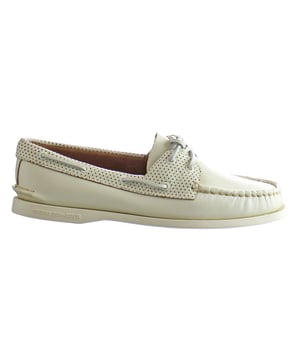Sperry A/0 2-Eye Pin Perf Lace-Up White Smooth Leather Mens Shoes STS87114