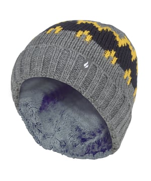 Als je kind van de winter houdt, dan zullen ze dol zijn op deze Jacquard Roll Up Hat voor jongens. Heat Holders heeft deze hoed ontworpen met hun zeer speciaal ontwikkelde thermo garen dat een hoogwaardige isolatie tegen kou biedt met superieure vochtademende eigenschappen. De producten van Heat Holders produceren ook Heatweaver®-isolatie, een pluche, bontachtige thermo voering die de hoeveelheid warme lucht maximaliseert die dicht bij de huid wordt gehouden. Hun materialen hebben een rekbare constructie die zich om de natuurlijke vorm van je lichaam vormt voor een betere pasvorm, warmte en comfort. Deze muts voor jongens heeft een geribbelde manchet die omhoog of omlaag kan worden gerold voor een comfortabelere pasvorm, waardoor het hoofd en de oren van je kind warm blijven. De dikke thermo voering helpt warmte en warmte dicht bij de huid vast te houden, waardoor het hoofd van je kind langer warm blijft Voor een stijlvolle look heeft deze muts een geweven, gebreid winterachtig patroon over de hele muts met een een gezellig gevoel! Deze hoed is verkrijgbaar in 3 kleuren, variërend van Pebble Melange/Red/Marine, Pebble Melange/Gold/Marine en Pebble Melange/Teal/Marine. Ze zijn beschikbaar in 7-10 jaar.