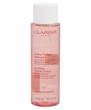 Clarins Soothing Toning Lotion is an non-alcoholic skin treatment enriched with organic Camomile extracts. Ideal for dry and very dry skin lotion hydrates and comfort and naturally rebalances the skin.