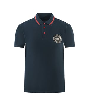 Cavalli Klasse kreisförmige Schlange Logo Marineblau Polo-Shirt. Bleiben Sie bequem und modisch in diesem Cavalli Klasse Poloshirt... Einfacher Kragen mit Spitze, kurze Ärmel. 100% Baumwolle. Normale Passform, fällt größengerecht aus. Style Code: RXT64A KB017 04926