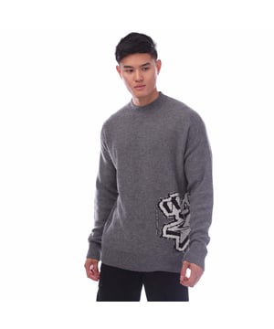 Off White Graffiti Chunky Knit Sweatert in grijs.- Ronde hals.- Geribde manchetten en zoom.- Grof gebreid.- Graffiti print.- 100% Virgin Wool.- Ref: OMHE1250010610