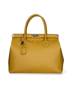 Bolso de mano de mujer de dos compartimentos con bandolera extraíble. Producto artesanal italiano en piel genuina dólar. Hecho en Italia
