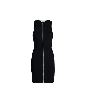 Kleid Calvin Klein côtelé Damen Schwarz Synthetik. Authentisches Kleidungsstück der Marke Calvin Klein - Streetwear/Sportswear-Design von Calvin Klein - Calvin Klein für Damen, modisch, perfekt für den Alltag - Das schwarze Kleid von Calvin Klein lässt sich hervorragend mit Ihrer Garderobe kombinieren - Bequemer Synthetikstoff - klassisch - côtelé -