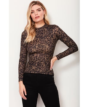 A wild new take on the classic high neck top, if you love it from the front, just wait until you see the back. The khaki leopard print has a sexy cut out detail, but don’t worry, you can still wear a bra. Pair it with our leather culottes for a trend ticking look you can wear anywhere.