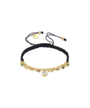 Rikzun 925 Sterling zilver en multicolor zirkonia armband afgewerkt met 18 karaat geel goud. Make a wish wordt gekenmerkt door ontwerpen met een jong karakter, vol betekenis en kleur, origineel en discreet tegelijk, die bedoeld zijn om kleine bedeltjes te worden.
