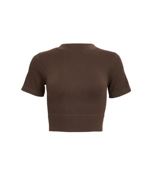 - Plain design - Round neckline - Short sleeve - Cropped style - Model height: 5 8" - Model wears size s - Always check the wash care label, cool hand wash with mild detergent