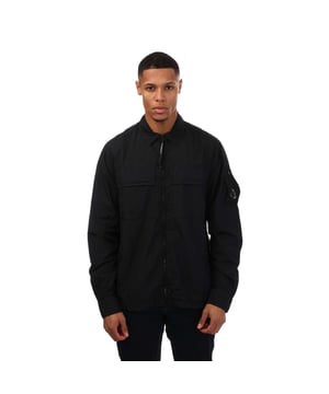 Mens C.P. Company Tayon L Ziped Shirt in navy.- Classic collar.- Full zip fastening.- Two flap chest pockets.- Lens detail.- Adjustable cuffs.- Garment dyed.- Water-resistant and quick to dry.- 100% Polyamide.- Ref: 15CMSH141A888