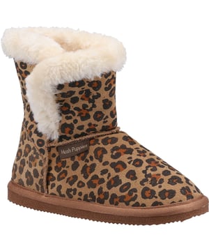 Upper: Suede. Lining: Faux Fur. Outsole: Flexible, TPR. Hardwearing, Lightweight. Flat. Design: Label, Leopard Print, Logo. Fastening: Slip-on.