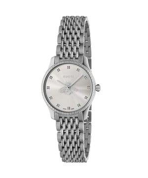 MANUFACTURER PRODUCT NUMBERYA12650192 Year GuaranteeBRANDGUCCIWATCH MARKERSDotsWATER RESISTANT50 MetresRECIPIENTFor HerMOVEMENTQuartzCASE MATERIALStainless SteelDIAL COLOURSilverSTRAP MATERIALStainless SteelDIAMETER29mmBRAND COLLECTIONSG-Timeless
