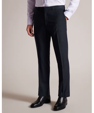 Pantalon.Puppytooth structuur.Wolmix.Riemlussen.Zakken.Getailleerde plooien.