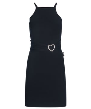 49% acryl, 49% viscose, 2% elastaan; Love Moschino-jurk; Model: WS40R90X1403 C74; Hoogwaardige afwerking; Zacht katoen; Bandjes, knielengte; Ik hou van Moschino-logodetails