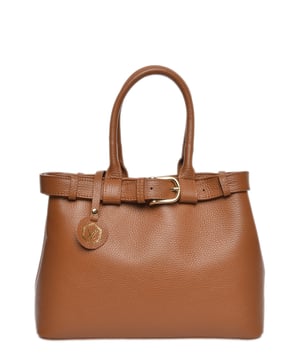 Bolso de mano  
100% cuero de vaca  
Cierre magnético superior  
Bolsillo interno con cremallera  
Dos compartimentos  
Dimensiones: 22x31x10.5 cm  
Asa: 37 cm  
Correa para el hombro: 120 cm