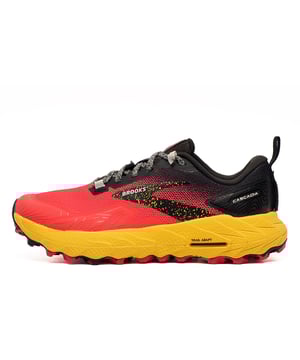 These premium Brooks Cascadia 17 womens all-terrain running shoes are designed for runners who crave stability, comfort, and rugged protection on all surfaces. These tope end running shoes feature lightweight yet responsive and supportive DNA LOFT v2 cushioning, delivering a plush ride while adapting to varying terrain. A built-in protective plate shields your feet from rough surfaces, while outsole pods adjust to uneven ground, ensuring a smooth run no matter what terrain you throw at them. The new TrailTack green rubber outsole, made with 25% recycled materials, offers superior traction on slippery and rocky surfaces, keeping you secure no matter what the conditions and most importantly all at a price which you wont see repeated.
 The Cascadia is a true 5 star all-terrain running shoe which once you get on your feet you quite honestly wont want to take them off!
 - Textile / synthetic mix upper 
 - 3D Fit Print upper increases breathability and speeds up dry time
 - Made with 25% recycled materials 
 - DNA LOFT V3 cushioning 
 - Full lace closure for a secure locked down fit 
 - Heel pull for easy on/off wear
 - Protective plate to adapt to various terrains 
 - Strategically placed outsole pods respond to uneven ground 
 - TrailTack durable rubber outsole 
 - Brooks branding