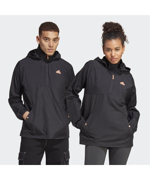Introducing the Lift Your Mind collection, a capsule line designed to be worn from the city to the trails. Embrace nature in style with functional looks that make it easy to get out and stay out.City living meets outdoor explorer in the Lift Your Mind Windbreaker. Designed for those ready, set, chill days — this regular-fitting top layer has got you covered from detachable hood to elasticated cuffs. Front welt pockets allow for no-baggage treks, while a half-zip construction keeps things stress-free when removing on-the-go. The woven, techy-style fabric adds a futuristic feel, alongside the contrasting pops of color on the silicone badge and snap buttons.  - This model is 190 cm and wears a size M. Their chest measures 100 cm and the waist 86 cm. - Regular Fit - Half zip with snap-detachable lined hood - 100% recycled nylon plain weave - Front welt pockets with snap closures - Elastic cuffs - Droptail hem  Shipped by adidas