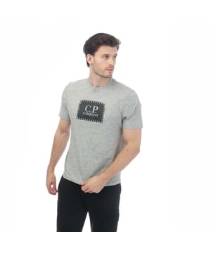 Mens C.P. Company 30-1 Jersey Label Style Logo T- Shirt in grey.- Crewneck.- Short sleeves.- C.P. Company logo at the chest.- Midweight fit.- 100% Cotton.- Ref: 17CMTS029AM94