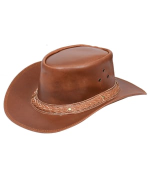 Cuero auténtico engrasado, estilo clásico del oeste. La corona está adornada con una banda trenzada. Duradero, pero elegante y ligero, con una banda trenzada. Calidad increíble. 100 % cuero de grano completo con acabado engrasado, artesanía de primera calidad, precio excelente, cuero engrasado, banda: cuero trenzado, color: negro, marrón y tostado