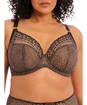 Elomi Matilda Underwired Plunge Bra. Three section cup with side panel and low centre front. With a flexible back sweep and multiway J-hook fastening. The product is recommended as hand-wash only.