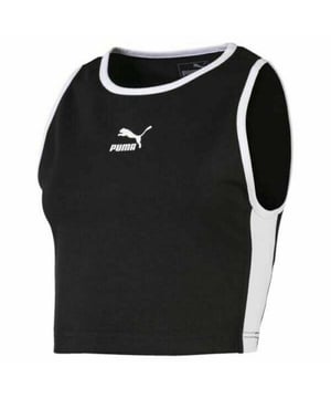 Puma Crew Neck Classic Fit sin mangas top de mujeres negras para mujer 579929 01