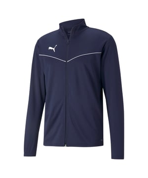 PRODUCT STORY Modern designs and high-performance materials unite in the teamRISE collection to meet the demands of your team, whatever level you play at. Look sharp as you train for match day in this polyester jacket with colour-contrast piping on the chest and iconic PUMA branding. DETAILS Regular fitStand-up collar and full-zip closureSide pocketsElasticated cuffsColour-contrast V-shape piping on chestPUMA Cat Logo heat transfer on right chest100% Polyester