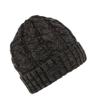 Outer Materials: 100% Acrylic. Lining Material: 100% Polyester. Fabric: Cable Knit. Lining: Fleece. Ribbed, Turned Up Cuff.