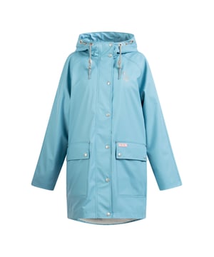 Het regenjack van myMo is met zijn brede poncho vorm helemaal in de trend. Het gecoate materiaal is bovendien niet alleen waterdicht, maar dankzij de gesealde naden ook winddicht en biedt zo de beste bescherming tegen alle weersomstandigheden. De binnenvoering is van een zachte jersey, wat het draagcomfort nog vergroot. Een grote capuchon met trekkoorden en een glitterkoord, verstelbare manchetten en de optimale lengte zorgen ook voor duurzame bescherming. Effectieve luchtcirculatiegaten onder de armen zorgen voor een goed ademend vermogen. De oogjes, knopen en andere kleine details zijn versierd met mooie en stijlvolle logo reliëfs.Belangrijke maatinformatie: Omdat het jack een speciale oversize vorm heeft, is het geschikt voor verschillende maten: Maat XS/S - past tot maat 42/44 Maat M/L - past tot maat 46/48 Maat XL/XXL - past tot maat 50/52