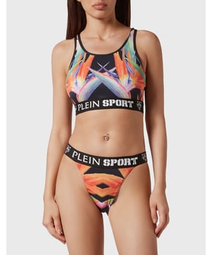 Open the season with the colors and comfort of this bikini designed by the creative team of Plein Sport.   Maximum comfort and quick dry high-shine Lycra®   Floral print   Its design ensures free movement and maximum support   Logoed elastic straps for a secure fit
