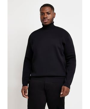 River Island Designer Mens Regular Fit Soft Stuff High Rolled Neck Knitted Jumper. Ribbed Collar, hem and cuffs. XS Chest 32-34 Inches . - - . S Chest 35-37 Inches . - - .  M Chest 38-40 Inches . - - .  L Chest 41-43 Inches . - - .  XL Chest 44-46 Inches . - - .  2XL Chest 47-49 Inches.