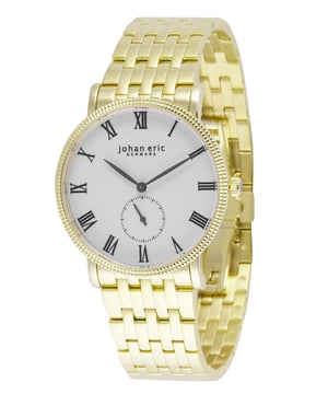 Johan eric holstebro men's watch, yellow gold case, white dial, yellow gold bracelet