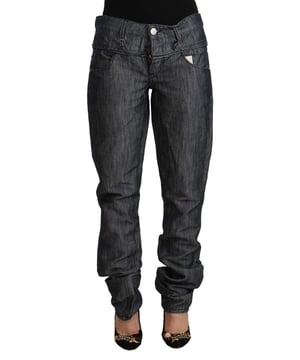 Echte ACHT Jeans mit mittlerer Taille und geradem Schnitt  
Hergestellt aus 54% Ramie und 46% Baumwolle  
Dunkelgraue Farbe  
Reißverschluss- und Knopfverschluss  
Logodetails  
Material: 54% Ramie, 46% Baumwolle