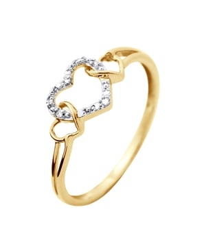 Ring Jewelry HART - Diamonds 0.030 Cts - Quality HSI (kleur H - Quality Si1) - Sieraden Gold Yellow 375 duizendste - Verkrijgbaar van maat 48 tot maat 62 - 2 jaar garantie op fabricagefouten - Wordt geleverd in een zaak Sieraad met een certificaat Authenticiteit en een internationale garantie - Al onze juwelen zijn gemaakt in Frankrijk.