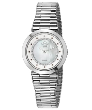 Reloj de mujer Burano con cuarzo suizo, esfera de MOP, pulsera de acero inoxidable y diamantes.