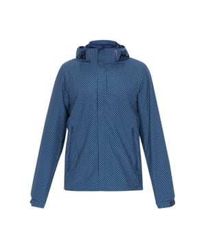 Elevate your outdoor adventures with this stylish hooded jacket featuring a full-zip front closure and a trendy abstract print. The long sleeves come equipped with adjustable cuffs for comfort, while the stand-up collar adds extra protection. With two zippered pockets at the waist, convenience is key in this versatile outdoor piece.  Jacke