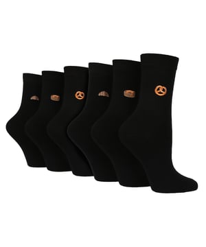 If you're looking for footwear that strikes the perfect balance between quality and unconventional style, look no further than Wild Feet. Their collection of socks boasts an array of funky and quirky designs that are sure to catch your eye.From Tea Cakes to Seashells, they offer a wide variety of patterns that cater to all tastes. Made with high-quality cotton-rich material, these socks guarantee a soft and comfortable feel on your feet all day long. Whether you're running errands, working from home or relaxing, these socks will keep your feet cosy and snug. Each pack of socks has 3 different embroidered designs on them. These designs include: Pastries, Tea Cakes, Seashells, Fast Food, Movies, Butterflies, Forest Animals and even Christmas designs. You can mix and match the designs to create your own unique style. Wild Feet is a range of socks featuring cool designs, cute motifs and quirky catchphrases - from pugs and penguins, to lions and llamas! - Choose from a range of styles for men and ladies, from ankle to trainer socks. There are even some sporty styles available! They are 6 pairs per pack and come in one size Ladies 4-8 UK. They are made from 76% Cotton, 22% Polyamide, 2% Elastane and are Machine Washable.