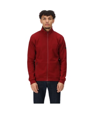 300gsm 90% Sustainable Cotton/ 10% polyester pique sweat fabric. 2 lower zipped pockets. Ribbed collar, hem and cuffs.