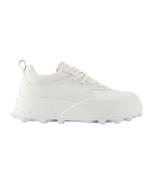Colours: WHITE - PORCELAIN. Main material: smooth calfskin. Sole: rubber. Lining material: leather. Closure: top laces. Toe shape: round. Fit: true to size - Sizing European.