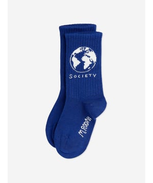 Introducing the Kids Society Socks in Blue by mini_rodini‚Äîan exquisite blend of style, comfort, and colour that's perfect for boys and girls in AW2024. Here's why you should consider this high-end designer item: Striking Design: With its striking, modern design, these blue socks can elevate any casual outfit to a fashion statement.     Premium Comfort: Crafted from high-quality materials, these socks are comfortable, keeping your child's feet snug and warm no matter the adventure. Essential Closet Addition: A must-have addition to your child's wardrobe, these socks combine the best of Swedish design by mini_rodini with a cool, trendy look. Order your Kids Society Socks in Blue now and let your child strut in style!